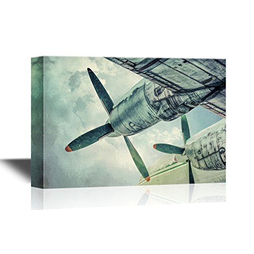 wall26 - Canvas Wall Art - Old Wing Aircraft with Propellers in The Sky - Gallery Wrap Modern Home Art | Ready to Hang - 16x24 inches