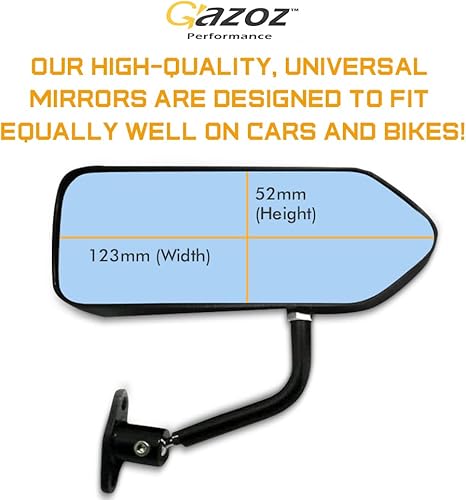 Miniatura 4 de Espejos retrovisores laterales negros estilo F1 para automóviles y bicicletas, ajuste universal, acabado brillante, 2 piezas.
