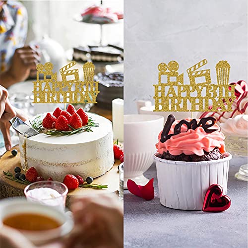 Image of FestikoGold Movie 13th Birthday Cake Topper, Glitter Film Happy 13 Years Birthday Party Decoration