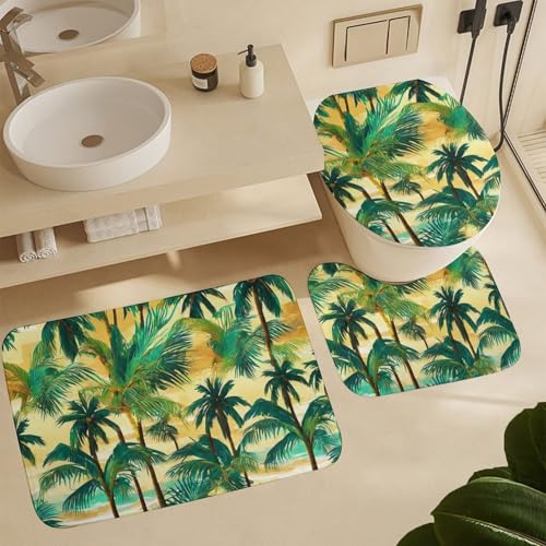 Alfombrillas de baño Hawaii de diseño elegante con tres piezas textiles confortables 6