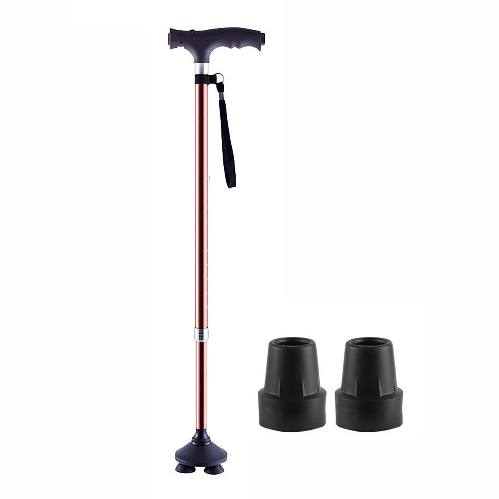 Bastón para Caminar, Bastones para Caminar, bastón Independiente, bastón con luz LED, bastón Ajustable de Aluminio liviano, bastón de Madera ergonómico para Personas Mayores (Color : Gold)