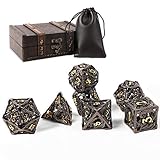 AncientDeer DND Dice Set 7 Pieces D&D Pure Copper Hollow Polyhedral DND Dice W/ Gift Box & Dice Bag...