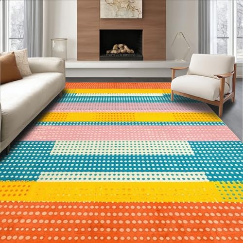 ODIKA Flatwoven High Traffic Area Rug 8x10, Eclectic Colorful Circular