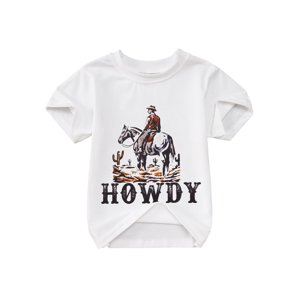 AFUKUIAToddler Baby Funny Howdy Shirt Kid Boy Western Cowboy Print Short Sleeve T-Shirt Summer Cotton Tee Top