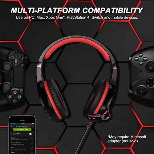 Npet Hs10 Stereo Gaming Headset For Ps4 Pc Xbox One Ps5 Controller, Noise Cancelling Over Ear Headphones With Mic,Led Light, Bass Surround, Soft Memory Earmuffs For Laptop Mac Nintendo Nes Games Red #TOP4