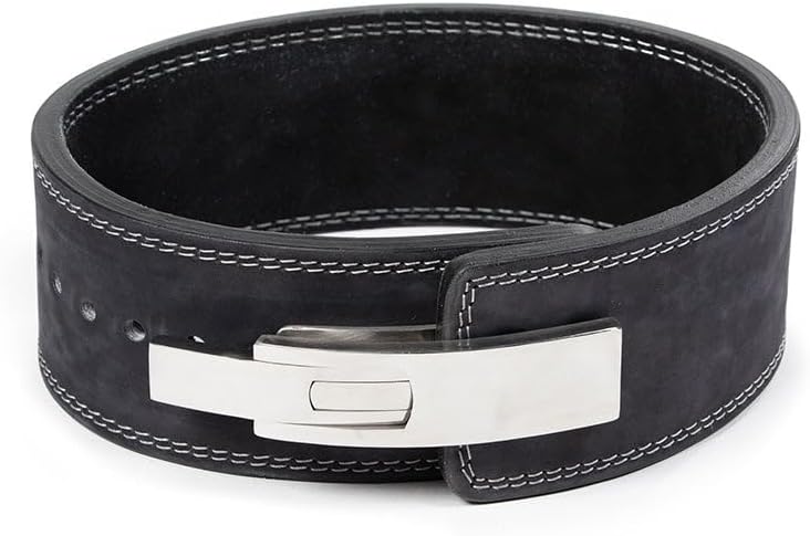 Titan Fitness Powerlifting Lever Belt -Thick Black Leather, Adjustable Steel Lever Buckle for Squats, Deadlifts, Weightlifting & Bodybuilding