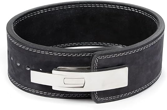 Titan Fitness Powerlifting Lever Belt -Thick Black Leather, Adjustable Steel Lever Buckle for Squats, Deadlifts, Weightlifting & Bodybuilding