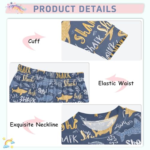 ALAZA Shark Yellow Blue 2 Piece Pajama Set Long Sleeve Top and Pants Sleepwear Unisex4