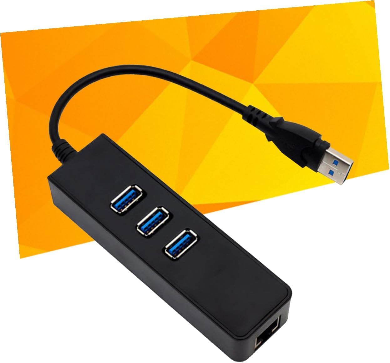 Uonlytech USB to Ethernet Adapter Port USB Hub Gigabit Network Adapter for Laptops and Desktops Compatible Xp Black