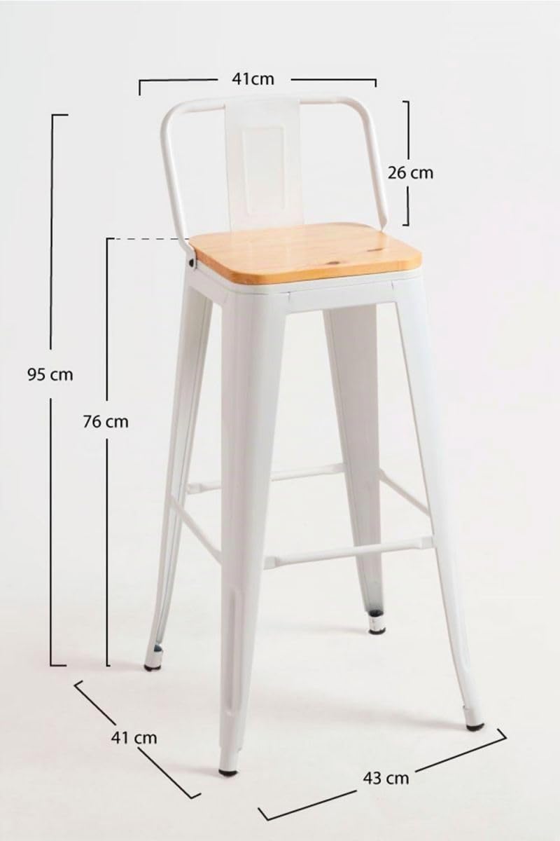 Regalos Miguel - Taburete Torix Respaldo Madera Natural 95 cm - Blanco