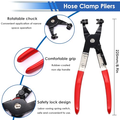 Image of smseace 406Pcs 6-25mm Spring Band Hose Clamps With Plier 13-sizes Constant Tension Hose Clamp used for Fuel Line,Vacuum Hose,Air Hose
