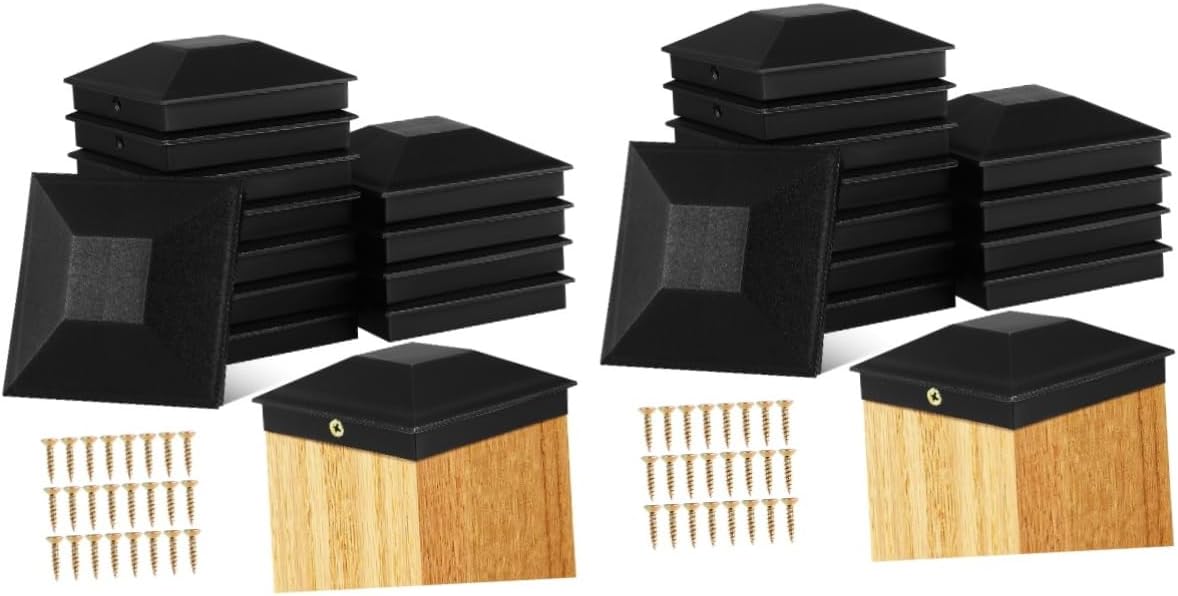 POPETPOP 24pcs Fence Post Caps Weather Resistant Protectors for Fencing Easy Installation with Screws Stylish Guardrail Post Covers for Outdoor Use