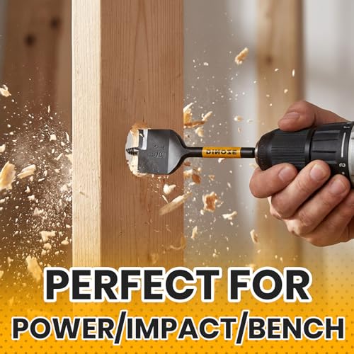 Image of PINOZE 14-Piece Spade Drill Bit Sets with 6 inch Quick-Load Extension, Paddle Flat Bit for Hole Cutter Woodworking, 1 /4 inch to 1-1 /2 inch, Self-Feeding Threaded Tip, 1 /4 inch Hex Shank, Storage Pouch Included