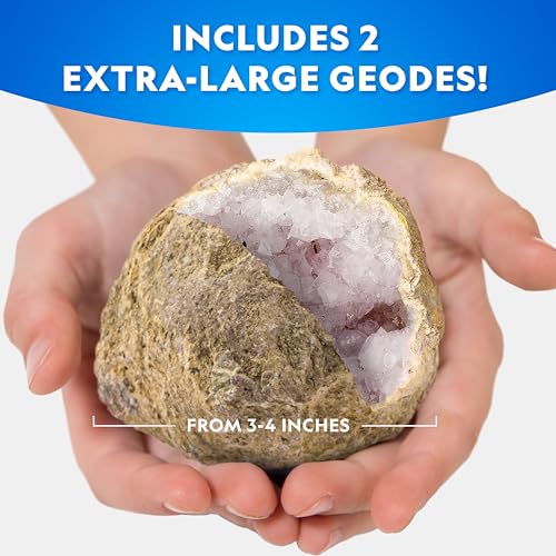Image of National Geographic Jumbo Geodes Kit - Break Open 2 Large Geodes with Crystals Inside, Earth Science Kit for Kids, Geology Gift for Boys and Girls, STEM Rock and Mineral Toy