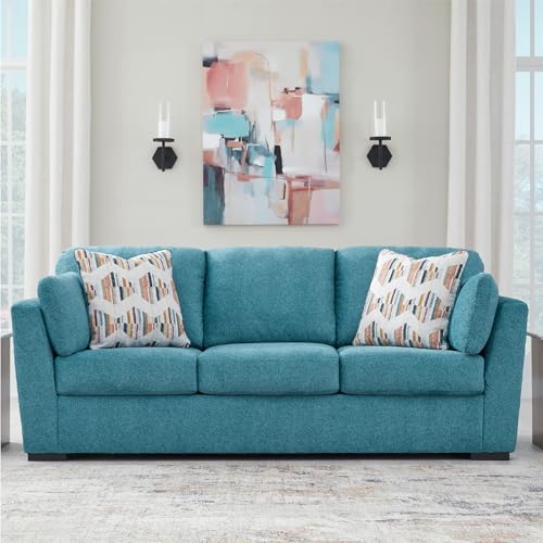 Signature Design by Ashley Keerwick Scandinavian Sofa with 4 Toss Pillows, Blue - Image 3