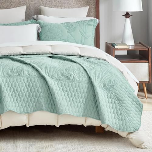Image of Bedspread oversized，Queen 102x118，Beautiful Leaf Stitching，5 PCSeaglass