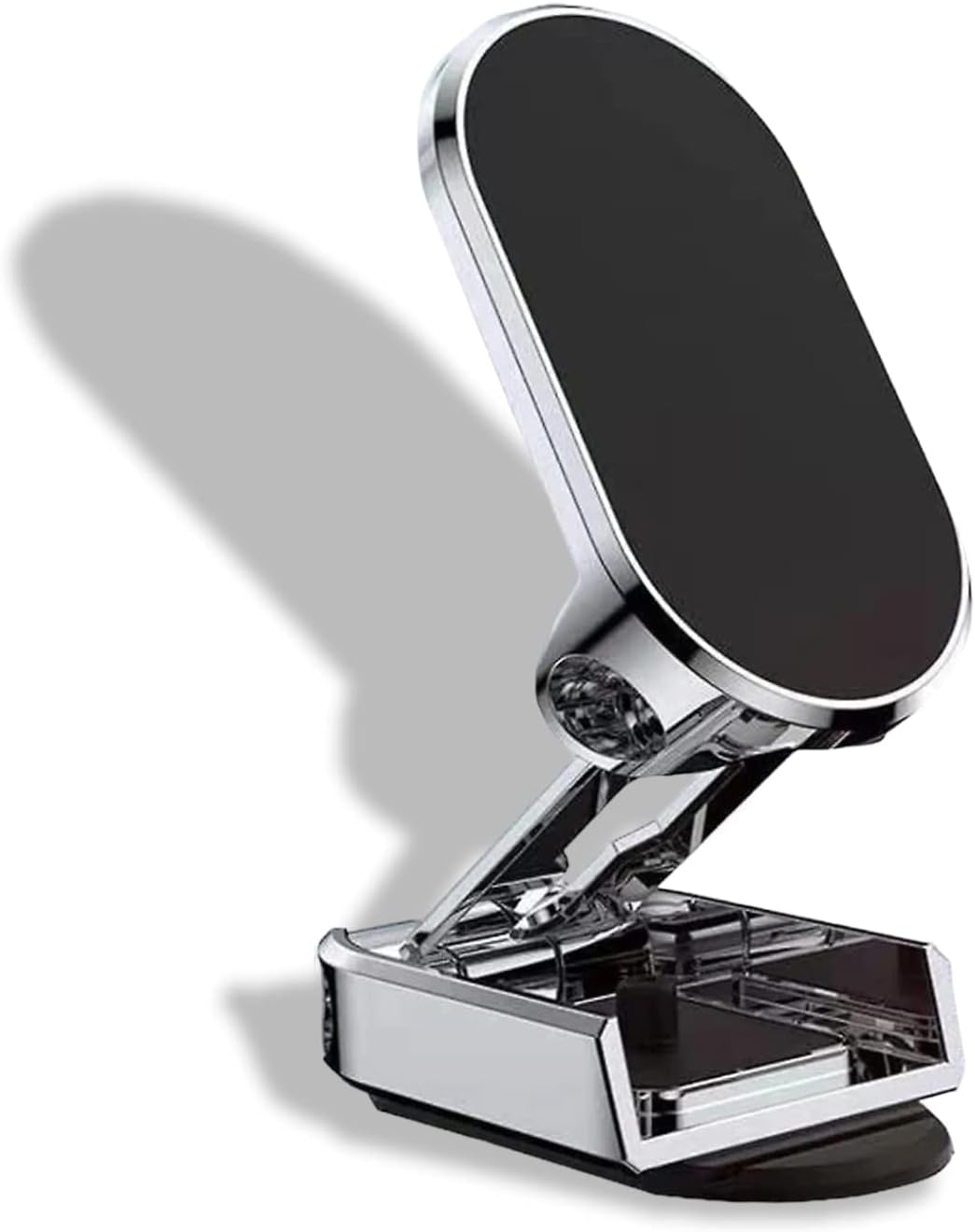 JDM 360 Degree Rotating Magnetic Car Phone Holder, Folding Car Mount for Dashboard Strong Suction Magnetic Phone Holder for Car, Foldable Metal Multi-Functional Car Dashboard Mobile Holder (Metallic)