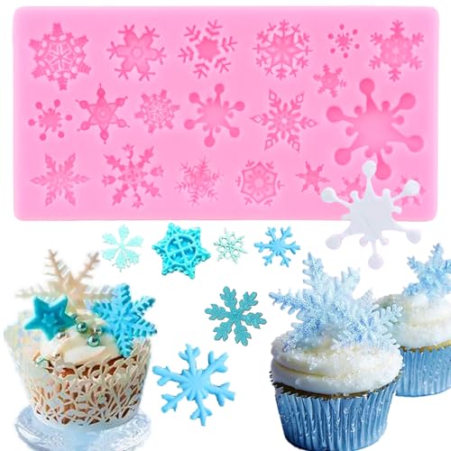 XMOLDNMS 3D Snowflake Silicone Mold Christmas Snowflake Fondant Mold
