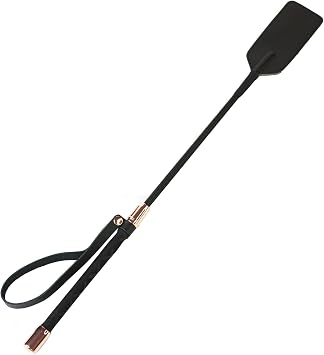 Black Horse Riding Whip, 18.8 Inch Cowhide Riding Crop, Perfect for Training Shows and Costumes Equestrian Horse Whip, Double Slapper with Handle, Wristband Design