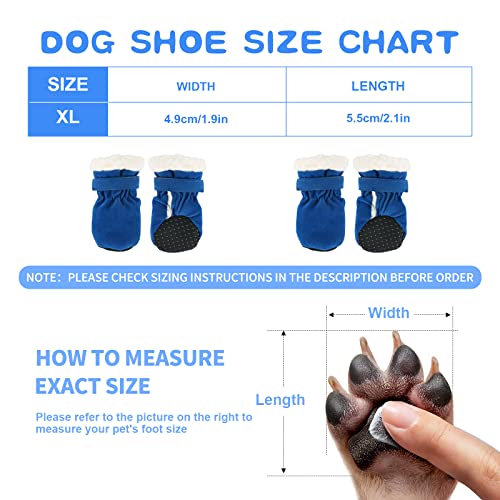 Hundeschuhe,4 Stück Hundeschuhe Pfotenschutz wasserdichte Schneeschuhe Pfotenschutz mit Anti-Rutsch Sohle Outdoor Pfotenschützer Hundeschuhe für kleine mittlere Hunde Herbst Winter (Blue)