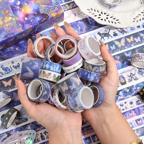 Image of PAGEMORE 35 Rolls Washi Tape Set, Purple Dreamly Butterfly Decorative Tape, Scrapbook Supplies for Junk Journal, Scrapbooking Supplies Decor, DIY Craft Projects Materials for Girls and Women