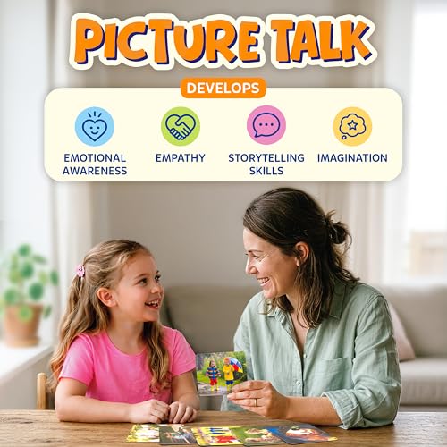 Image of Skillmatics Picture Talk - Storytelling & Conversation Cards for Kids | 50 Real-Life Picture Cards, 300+ Questions, Social Emotional Learning, Communication Skills, Gift for Ages 4, 5, 6, 7, 8, 9
