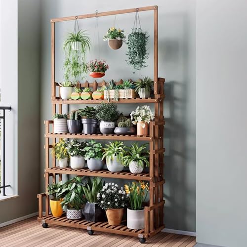 Estanteria Plantas, Soporte for Plantas de Madera, Soporte for Plantas de Altura Ajustable, Estante Colgante for Plantas al Aire Libre for Múltiples Plantas, Soporte for Plantas de Interior Alto