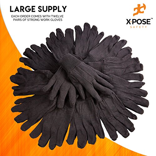 Xpose Safety BWG-L Protective Work Gloves - 12 Pack For Industrial Labor, Home And Gardening Jersey Knit Cotton And Polyester Blend thumb #4