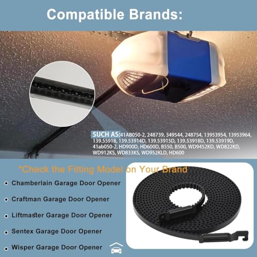 Drive Belt 41A5250, 237'' Garage Door Openers Belt Craftsman 41ab050-2 for 7ft High Garage Doors, 041A5250 Belt Compatible with Chamberlain/LiftMaster/Sentex/Whisper Belt Drive Garage Door Opener