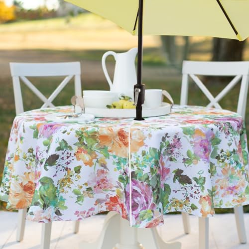 Benson Mills Spillproof Spring/Summer Heavyweight Fabric Outdoor Tablecloth with Umbrella