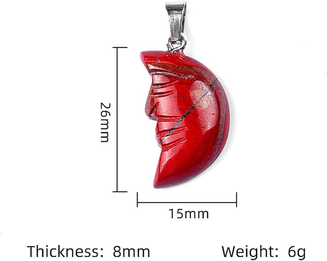 LHJ 10 Pcs Natural Stone Pendants Moon Shape Vivid Face Carved Healing Quartz Crystal Gemstone Charms for Jewelry Making Necklace Gift - Image 3