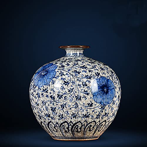 Jdzjybqx Chinese Vase Jingdezhen Vintage Hand Paint Blue And White Porcelain Pomegranate Floral Vase For Decoration,H21Cm thumb #1