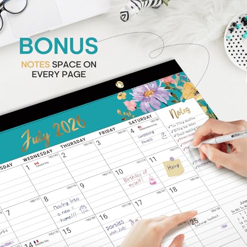 Image of Desk Calendar 2026-2027, 18-Month Calendar Runs from July 2026 to December 2027, Large 17 inch x 12 inch Monthly Desktop & Wall Calendar for Home & Office - Floral