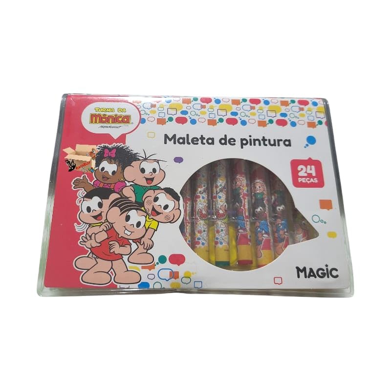 KIT Escolar Infantil Maleta Estojo De Pintura - Canetinhas - Aquarela 24 Pçs (24Pç Tur Da Monic)