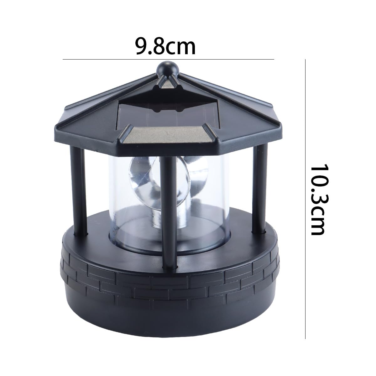 Faro solar giratorio, lámpara impermeable para exteriores, ideal para jardines y césped (negro)