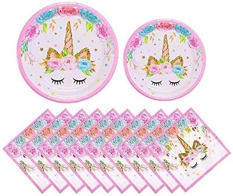 Unicorn Birthday Decorations for Girls, Party Supplies Set, Unicorn Plates and Napkins, Magical Unicorn Birthday Party Decorations for Girls and Baby Shower - 96 Pcs