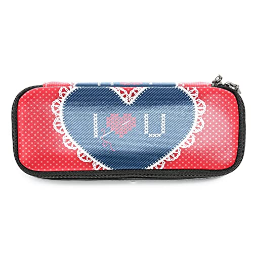 Estuche organizador de gran capacidad, estuche de cuero para estudiantes, estuche de lápices con doble cremallera, fondo con patrón de amor, Multicolor 8, 19x7.5x3.8cm/7.5x3x1.5in, Organizador de