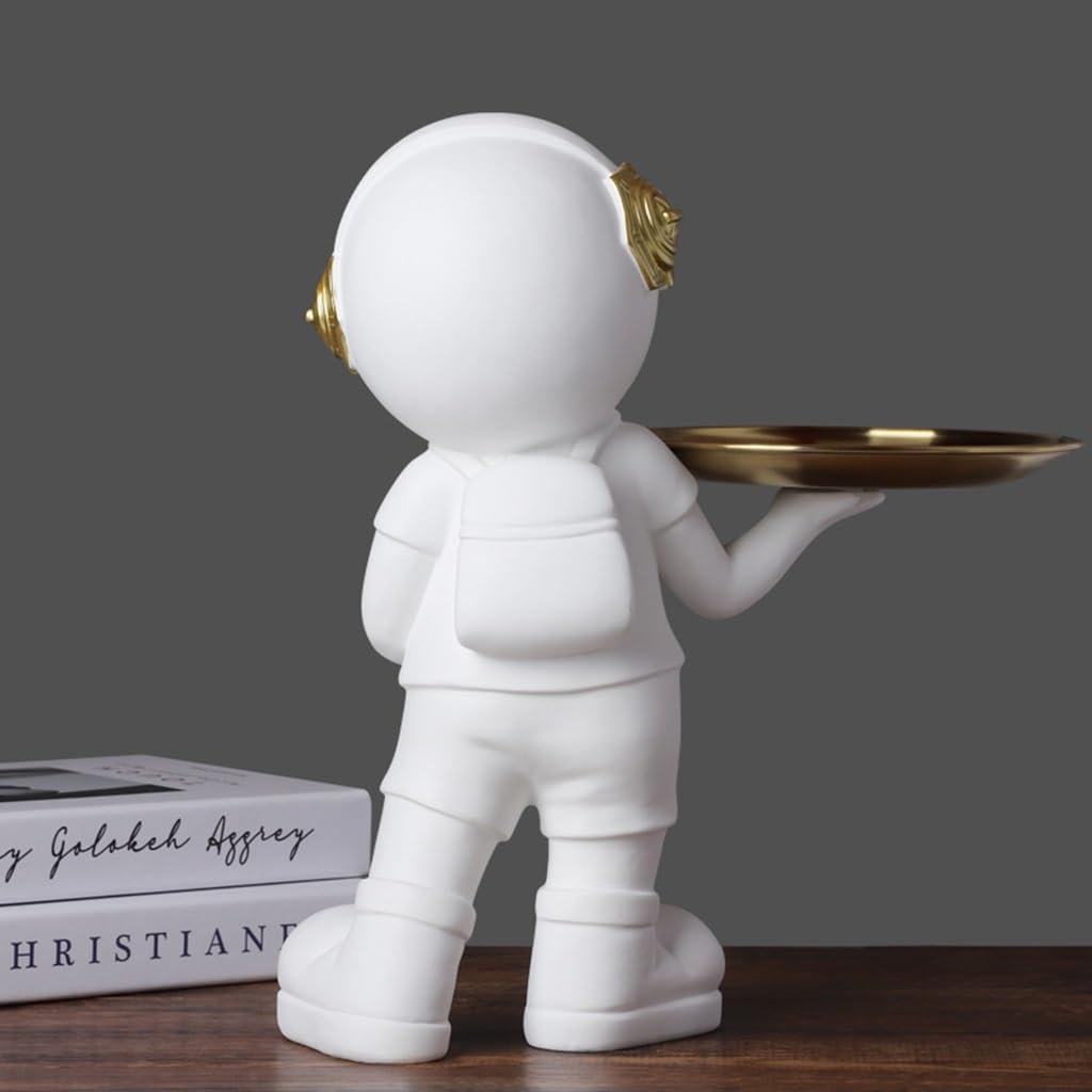 Decorative Astronaut Key Tray - Gold Resin Coffee Table Decor & Jewelry Organizer - Statue Home Decor for Keys, Watches, Phone, Candy