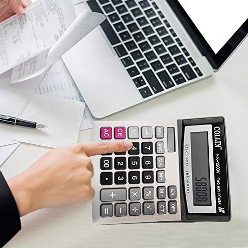 Desk Calculator, 12-Digit Solar Battery Office Calculator With Large Lcd Display Big Sensitive Button, Dual Power Desktop Calculators #TOP4