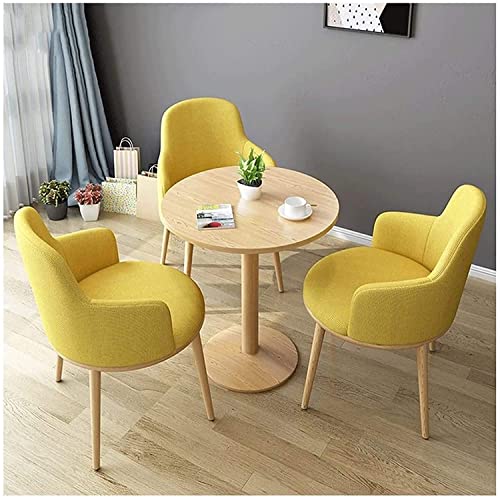 Small Round Table Table and Chair Set 1Table 3Chairs Office Negotiation Room Cotton and Linen Simple Lounge Reception Orange 60cm (Yellow 80cm)
