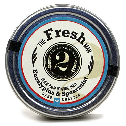 The Fresh Man Beard Balm - Spearmint and Eucalyptus - Essential Oil Scented Beard Conditioner Beard Balm by The 2Bits Man 2oz