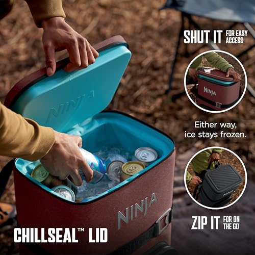 Image of Ninja FrostVault Go Can Soft Cooler, 24 /36 Can, Leak Proof, Built-In Cup Holder, 2 Ice Packs & Dry Storage Drawer, Polyester Insulation, Hiking, Camping, Picnic