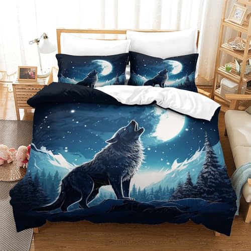Housse de couette loup facile à nettoyer en microfibre hypoallergénique