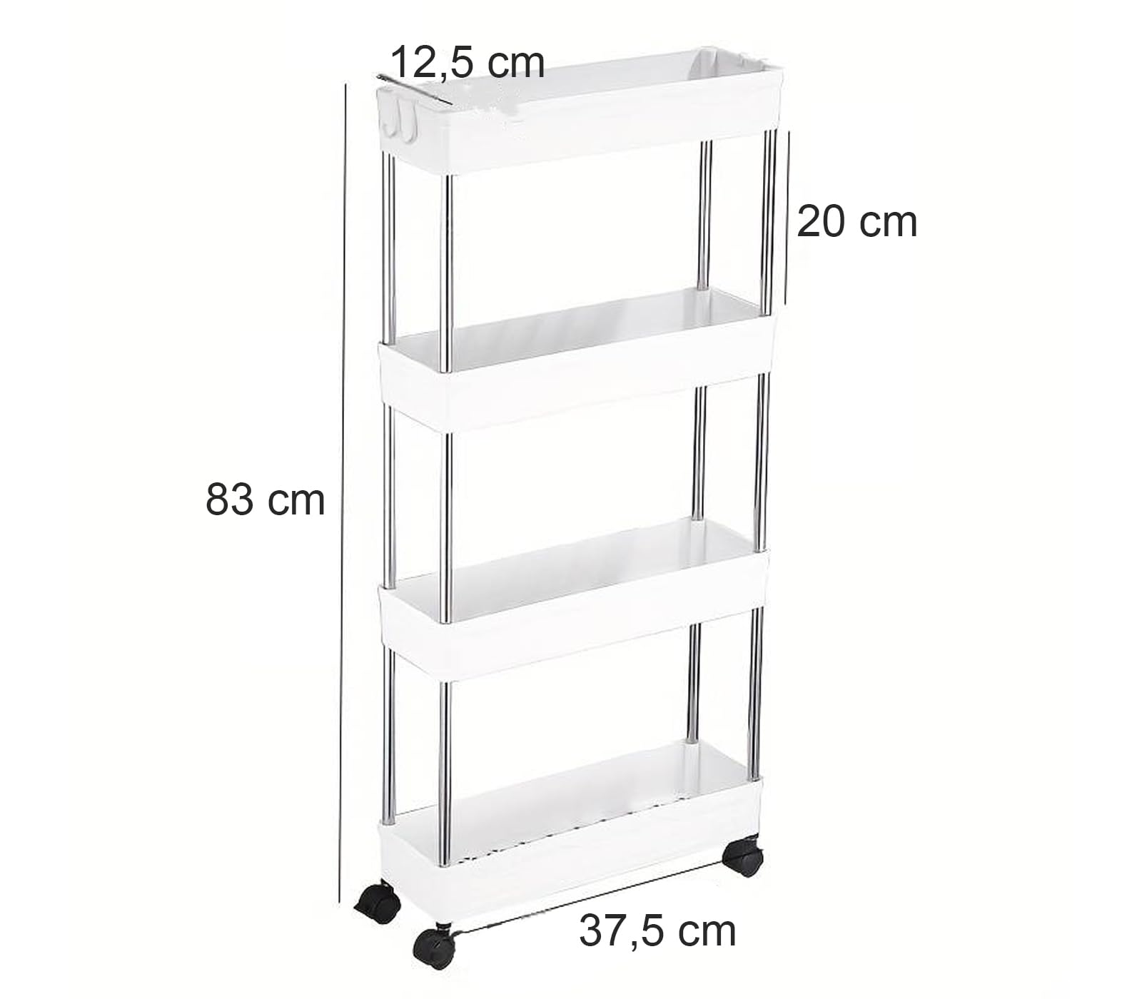 Carrello Organizzatore Multiuso 4 Livelli - Mobile Con Ruote Per Cucina, Bagno, Lavanderia - Foto 4