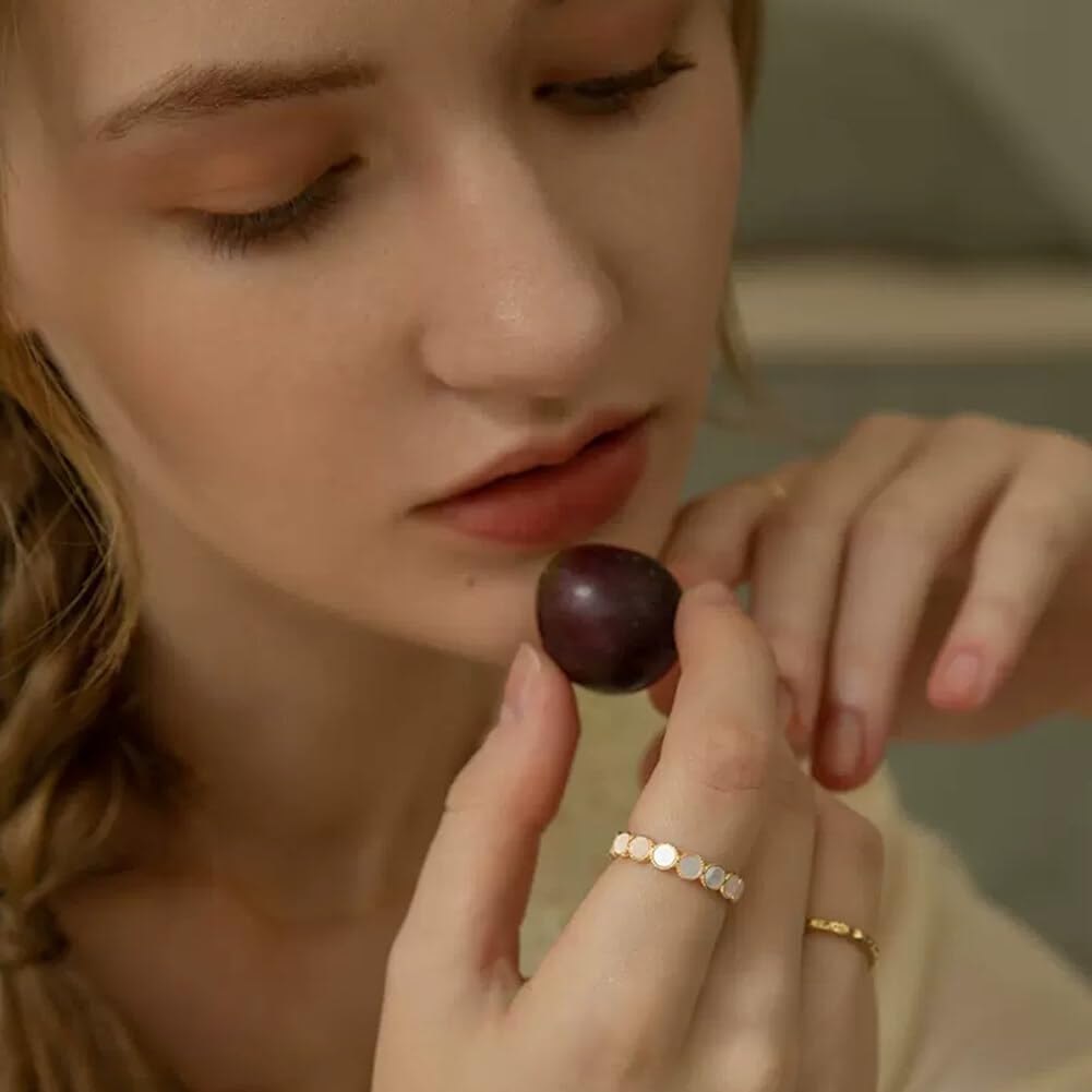 Anillo de 14 quilates para mujer, ligero, tamaño chapado en oro con 6/7/8, perlas de oro, uso especial y elegante, ajuste diario, anillo ideal, ocasiones para, Metal