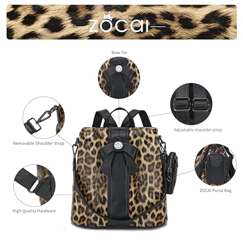 Image of ZOCAI Backpack Purse for Women Fashion Backpack Purses PU Leather Daypacks Anti-Theft Shoulder Bag Satchel Purse
