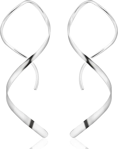 Miniatura 8 de 14K Gold Spiral Threader Earrings Hypoallergenic Gold Drop Earrings Twisted Curved Dangle Earrings Handmade Earrings Pull Through Earrings for Women