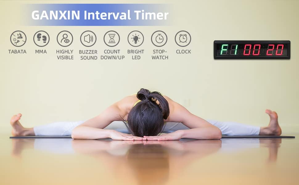 Miniatura 4 de GANXIN - Temporizador LED de intervalos para entrenamiento en casa, accesorios de gimnasio en casa, cronómetro con control remoto para el hogar,