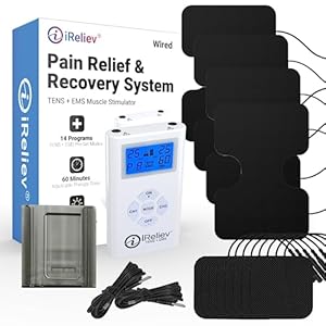 iReliev TENS + EMS Combination Unit Muscle Stimulator for Pain Relief & Arthritis & Muscle Strength – Treats Tired and Sore Muscles in Your Shoulders, Back, Ab’s, Legs, Knee’s and More