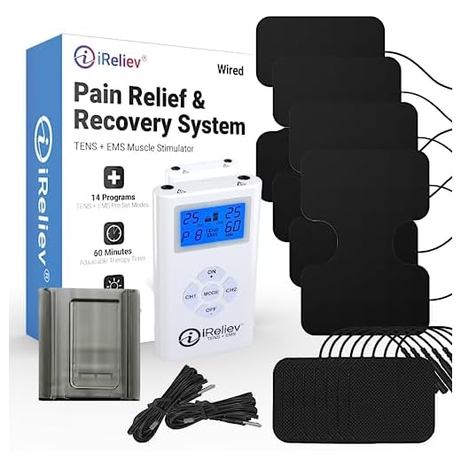 iReliev TENS + EMS Combination Unit Muscle Stimulator for Pain Relief, Arthritis, Muscle Strength - Treats Tired, Sore Muscles in Your Shoulders, Back, Ab's, Legs, Knee's, More